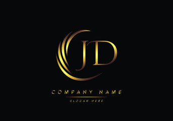 alphabet letters JD monogram logo, gold color elegant classical