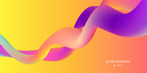 Abstract composition with 3d gradient volume waves, curved stripes in bright space