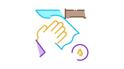 Poster - Knife Cleaning Icon Animation. color Knife Cleaning animated icon on white background