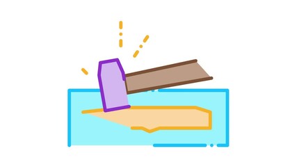 Poster - Knife Hammer Icon Animation. color Knife Hammer animated icon on white background