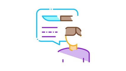 Poster - Man Talking Knife Icon Animation. color Man Talking Knife animated icon on white background