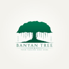 Banyan Tree Classic Silhouette Premium Logo Template Vector Illustration Design. Environment, Nature, Ecology Logo Concept Inspiration