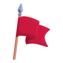 Red Medieval Flag Icon Cartoon Vector. Royal Knight Flag. Battle Fabric