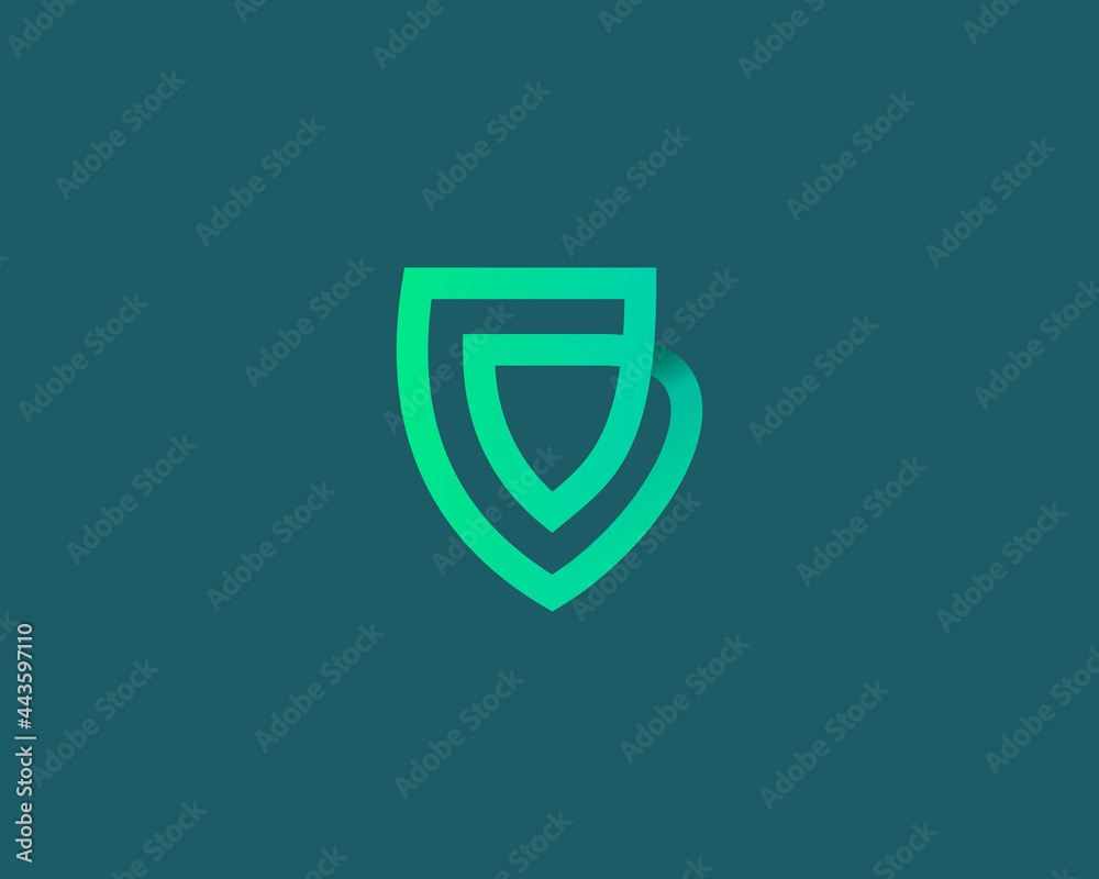 Linear shield loop vector icon logo design template. Minimalistic ...