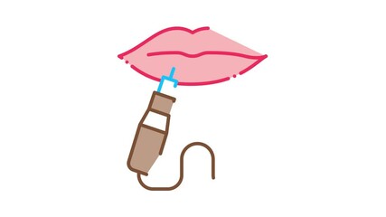 Poster - Lips Tattoo Icon Animation. color Lips Tattoo animated icon on white background