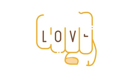 Poster - Love Fist Fingers Icon Animation. color Love Fist Fingers animated icon on white background