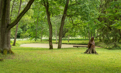 Sticker - wooden statue in the park