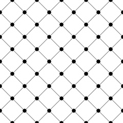 Poster - Vector seamless pattern. Abstract geometric pattern. Black and white background. Repeated simple classic texture. Repeating diagonal line and dot for design prints. Diagonal modern stylish background
