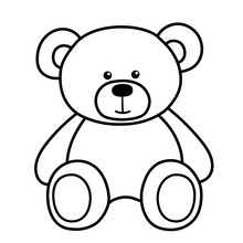 Cute Teddy Bear Toy. It Is Sitting. Simple Vector Illustration In Style Outline.