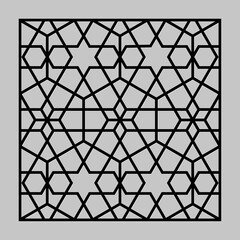 Wall Mural - Laser Cutting Template. Decorative Lattice. Middle Eastern Geometric Pattern.