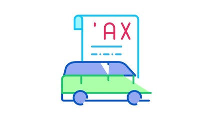 Poster - Car Tax Receipt Icon Animation. color Car Tax Receipt animated icon on white background