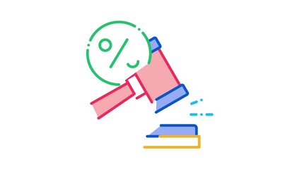 Aufkleber - Court Hammer Icon Animation. color Court Hammer animated icon on white background