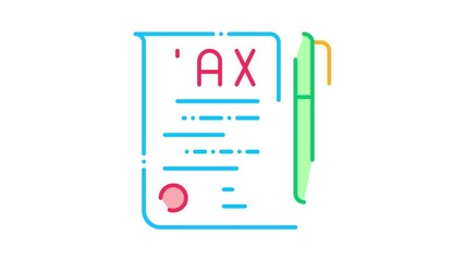 Aufkleber - Tax Document Pen Icon Animation. color Tax Document Pen animated icon on white background