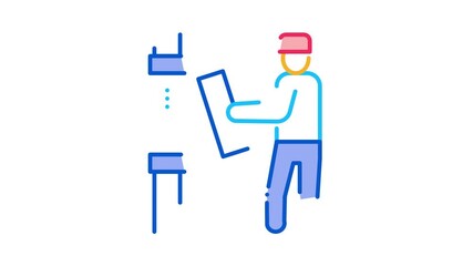 Poster - Man Change Pipe Icon Animation. color Man Change Pipe animated icon on white background
