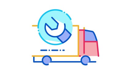 Poster - Truck Wrench Icon Animation. color Truck Wrench animated icon on white background