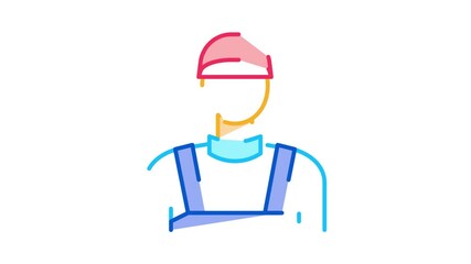 Poster - Plumber Worker Icon Animation. color Plumber Worker animated icon on white background
