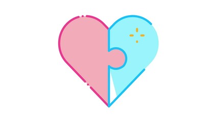 Poster - Heart Love Icon Animation. color Heart Love animated icon on white background