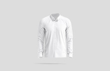 Blank White Classic Shirt Mockup, Front View, Gray Background
