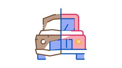 Poster - Crashed And Fixed Icon Animation. color Crashed And Fixed animated icon on white background