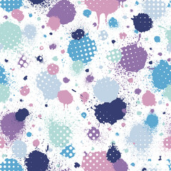 Poster - Vector seamless pattern. Abstract random brush strokes isolated on white background. Fashion style texture. Repeated watercolor grunge backdrop. Repeating modern hand drawn patern for design prints