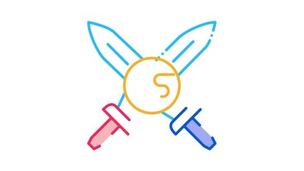 Aufkleber - Sword Battle Icon Animation. color Sword Battle animated icon on white background