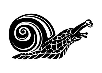 Wall Mural - Illustration with black snail icon on white background.