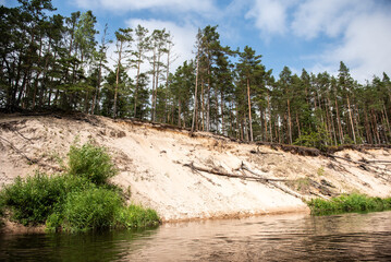 Irbe river and beautiful steep banks, Latvia.