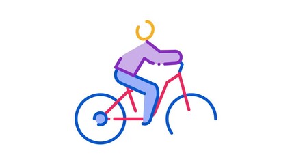 Poster - Man on Bicycle Icon Animation. color Man on Bicycle animated icon on white background
