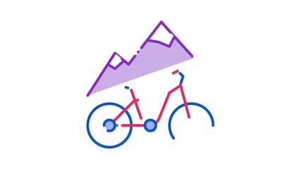 Sticker - Mountain Bike Icon Animation. color Mountain Bike animated icon on white background