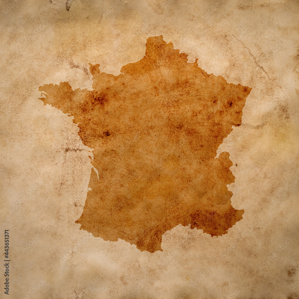 map of France on old grunge brown paper Stock Photo | Adobe Stock