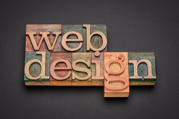 Poster - website design - word abstract in letterpress wood type printing blocks, business, internet and service