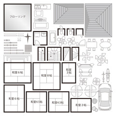 Naklejka na meble 間取り 素材 イラスト ベクター 日本