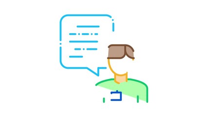 Poster - Male Worker Talk Icon Animation. color Male Worker Talk animated icon on white background