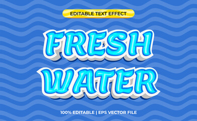 Aufkleber - 3d text effect with blue water theme. typography for fresh water product.