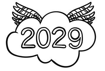 Wall Mural - 2029 Happy New Year logo text design. 2029 number design template. Illustration with black labels isolated