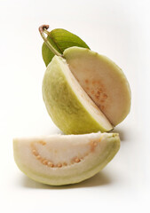 Canvas Print - fresh guava fruit (tropical fruit) with slice isolated on white background.