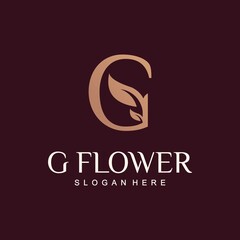 Wall Mural - Set creative G letter flower logo template in sumptuous colors G flower