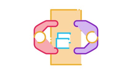 Poster - business meeting table people Icon Animation. color business meeting table people animated icon on white background