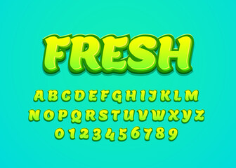 Fototapete - Fresh and nature style font design. Custom alphabet letters and numbers for headline or logotype.