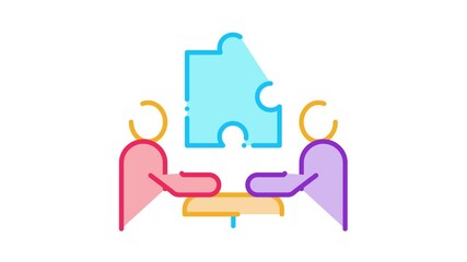 Poster - teamwork people Icon Animation. color teamwork people animated icon on white background