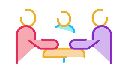 Poster - third party discussion Icon Animation. color third party discussion animated icon on white background