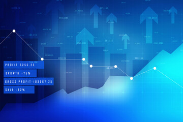 2d rendering Stock market online business concept. business Graph 
