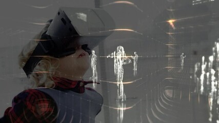 Poster - Animation of data processing over child wearing vr headset