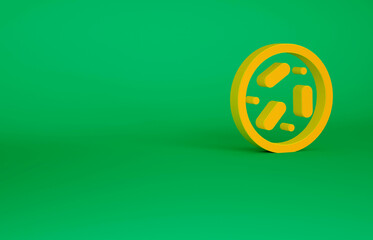 Sticker - Orange Petri dish with bacteria icon isolated on green background. Minimalism concept. 3d illustration 3D render