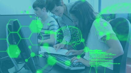 Poster - Animation of scientific data processing over students using computers