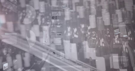 Poster - Animation of statistics and data processing over shelves in shop