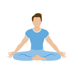 Wall Mural - Man in yoga position icon vector. Meditating man vector. Young man in sitting yoga lotus pose icon isolated on a white background