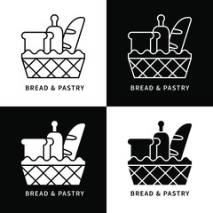 Sticker - Bread And Pastry Icon. Bakery Business Logo. Baked And Cooking Equipment Vector Symbol