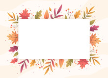 Flat Autumn Frame With Colorful Leaves