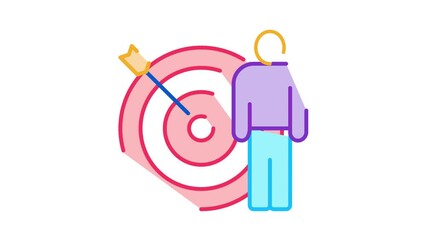 Poster - target hit Icon Animation. color target hit animated icon on white background